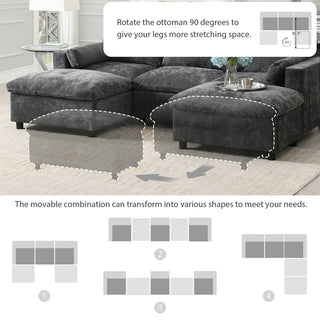 86.5'' U-Shaped Sofa with Storage Pockets Dweva