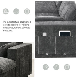86.5'' U-Shaped Sofa with Storage Pockets Dweva