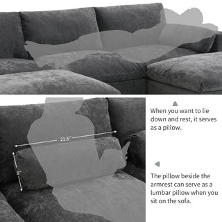 86.5'' U-Shaped Sofa with Storage Pockets Dweva