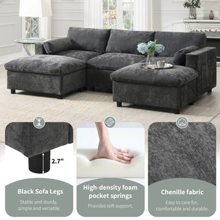 86.5'' U-Shaped Sofa with Storage Pockets Dweva