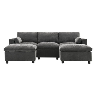 86.5'' U-Shaped Sofa with Storage Pockets Dweva