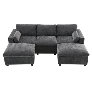 86.5'' U-Shaped Sofa with Storage Pockets Dweva