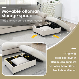 96.5'' L-Shaped Sectional Sofa with Storage Ottoman Dweva