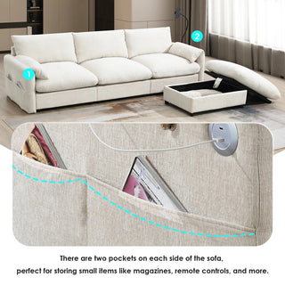 96.5'' L-Shaped Sectional Sofa with Storage Ottoman Dweva