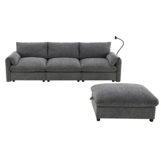96.5'' L-Shaped Sectional Sofa with Storage Ottoman Dweva