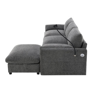96.5'' L-Shaped Sectional Sofa with Storage Ottoman Dweva