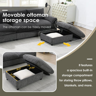 96.5'' L-Shaped Sectional Sofa with Storage Ottoman Dweva