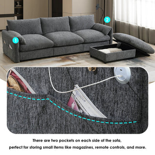 96.5'' L-Shaped Sectional Sofa with Storage Ottoman Dweva