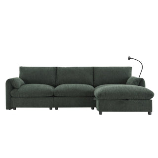 96.5'' L-Shaped Sectional Sofa with Storage Ottoman Dweva