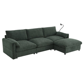 96.5'' L-Shaped Sectional Sofa with Storage Ottoman Dweva
