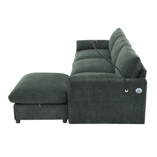 96.5'' L-Shaped Sectional Sofa with Storage Ottoman Dweva