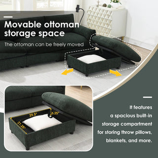 96.5'' L-Shaped Sectional Sofa with Storage Ottoman Dweva
