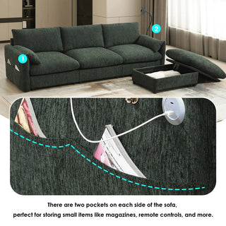 96.5'' L-Shaped Sectional Sofa with Storage Ottoman Dweva