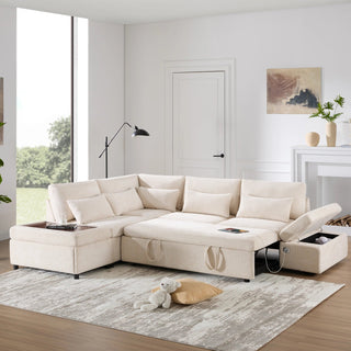 107'' Sectional Sleeper Sofa Bed with Pull Out Couch Dweva