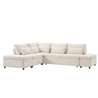107'' Sectional Sleeper Sofa Bed with Pull Out Couch Dweva