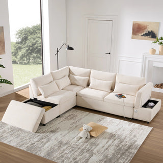 107'' Sectional Sleeper Sofa Bed with Pull Out Couch Dweva