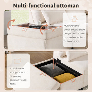 107'' Sectional Sleeper Sofa Bed with Pull Out Couch Dweva