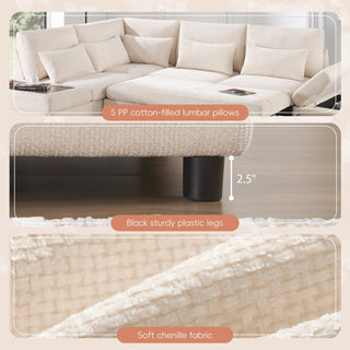 107'' Sectional Sleeper Sofa Bed with Pull Out Couch Dweva