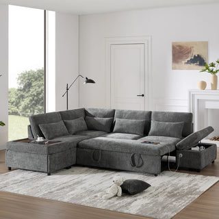 107'' Sectional Sleeper Sofa Bed with Pull Out Couch Dweva