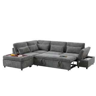107'' Sectional Sleeper Sofa Bed with Pull Out Couch Dweva