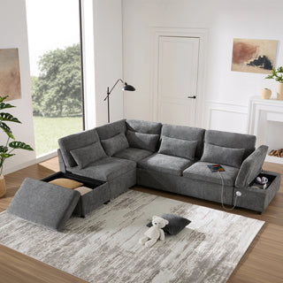 107'' Sectional Sleeper Sofa Bed with Pull Out Couch Dweva