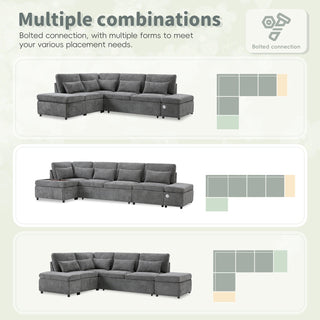 107'' Sectional Sleeper Sofa Bed with Pull Out Couch Dweva