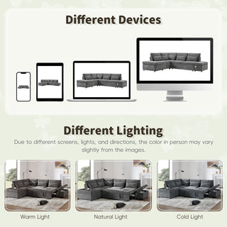 107'' Sectional Sleeper Sofa Bed with Pull Out Couch Dweva