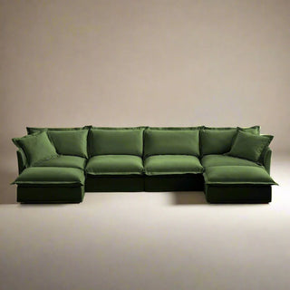 Slipcovered Fluffy Sofa - 4 Seat with 2 Ottoman Dweva
