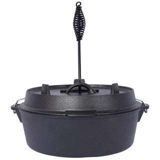 Pre-Seasoned Cast Iron Dutch Oven With Skillet Lid, Outdoor Camping Deep Pot for Camping Fireplace Cooking BBQ Baking Campfire, With Iron Pot Rack, 6 Quart Dweva