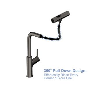 360° Pull-Down Kitchen Faucet with 4 Spray Modes, Gunmetal Black Dweva