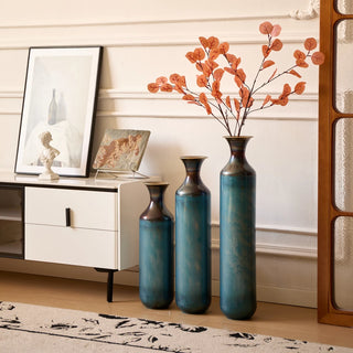 Floor metal vase modern style decoration home droplet shaped white metal vase 3-piece set gorgeous home decoration large glazed metal vase Dweva