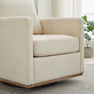 30.7"W Square Upholstered Swivel Accent Chair and Comfy Accent Single Sofa Chair, 360 Degree Club Chair, Lounge Armchair for Living Room Bedroom Apartment Nursery.Beige Dweva