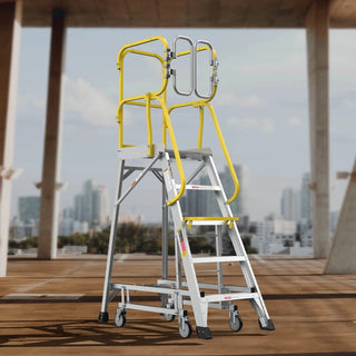 5 Step 375lbs Aluminum Rolling Platform Ladder Dweva