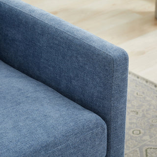 30.7"W Square Upholstered Swivel Accent Chair and Comfy Accent Single Sofa Chair, 360 Degree Club Chair, Lounge Armchair for Living Room Bedroom Apartment Nursery. Blue Dweva