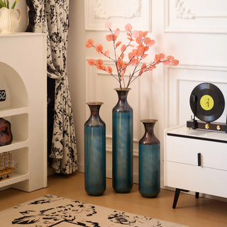 Floor metal vase modern style decoration home droplet shaped white metal vase 3-piece set gorgeous home decoration large glazed metal vase Dweva