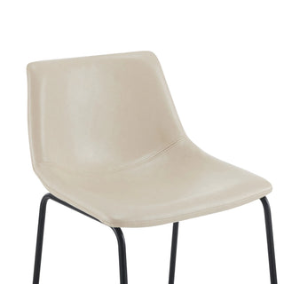 (Set of 2) Vintage Style 24-Inch Armless Industrial Faux Leather Counter Stool with Metal Legs and Footrest for Kitchen Island, Cafe, Pub, Bar Counter, Cream and Black Dweva