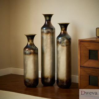 Floor metal vase modern style decoration home droplet shaped white metal vase 3-piece set gorgeous home decoration large glazed metal vase Dweva