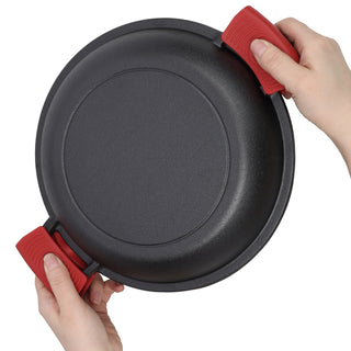 2 in 1 Pre-Seasoned Cast Iron Dutch Oven With Dual Handles, Outdoor Camping Deep Pot for Camping Fireplace Cooking BBQ Baking Campfire, 5 Quart.With 2pcs Silicone Handel Covers. Dweva