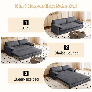 66" Queen Pull Out Sofa Bed, 3-in-1 Convertible Sleeper Sofa with Side Storage,Multi-Functional Velvet Loveseat Bed for Living Room,Bedroom,Apartment,Office.(Old Sku:W1885P154639/W1885P214785) Dweva