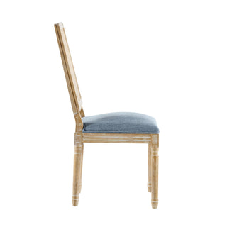 [Set of 2] French Country Dining Chairs - Elegant Cane Backrest & Upholstered Seats with Fluted Legs - Rustic Weathered Finish - Solid Rubberwood Frame - Vintage Inspired Kitchen & Dining Room Chairs Dweva