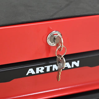 Rolling Metal Tool Chest with 4 Drawers, 20" 4-Drawer Tool Chest Cabinet with Ball Bearing Drawer Slides, Steel Tool Storage Box Organizer -Red&Black Dweva