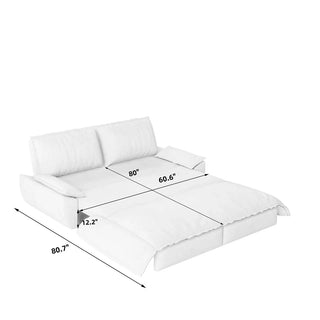 73.2" Queen Pull Out Sofa Bed,3-in-1 Convertible Sleeper Sofa,Multi-Functional Velvet Loveseat Bed,Grey(Old Sku:W1885P154642/W1885P214789,New Sku:W1885S00121) Dweva