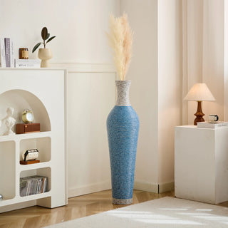 39-Inch Tall Standing Designer Floor Vase - Durable Artificial Rattan - Elegant Two-Tone Dark Brown Finish - Ideal Decor Accent for Living Room, Bedroom, Entryway - Stylish Home Decor Statement Piece Dweva