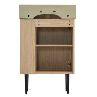 21.6" Wood Bathroom vanity, Combo Cabinet, Bathroom Storage Cabinet, Single Ceramic Sink, Right side storage Dweva