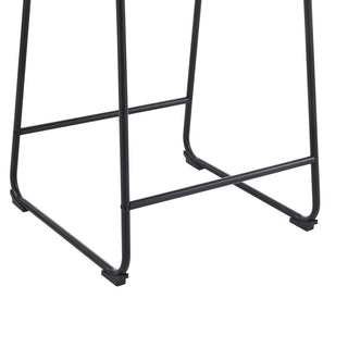 (Set of 2) Vintage Style 24-Inch Armless Industrial Faux Leather Counter Stool with Metal Legs and Footrest for Kitchen Island, Cafe, Pub, Bar Counter, Cream and Black Dweva