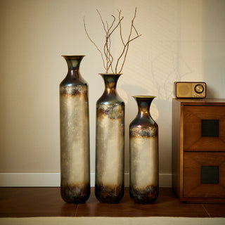 Floor metal vase modern style decoration home droplet shaped white metal vase 3-piece set gorgeous home decoration large glazed metal vase Dweva