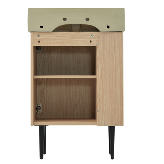 21.6" Wood Bathroom vanity, Combo Cabinet, Bathroom Storage Cabinet, Single Ceramic Sink, Left side storage Dweva