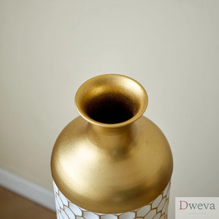 Floor metal vase modern style decoration home droplet shaped white metal vase 3-piece set gorgeous home decoration large glazed metal vase Dweva