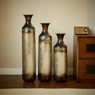 Floor metal vase modern style decoration home droplet shaped white metal vase 3-piece set gorgeous home decoration large glazed metal vase Dweva