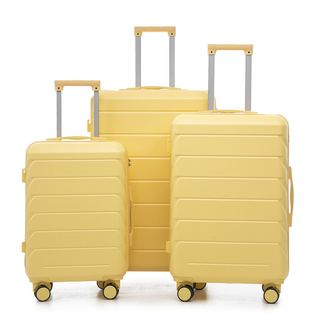 20"/24"/28" 3 pcs/set in ABS Spinner Wheel Luggage, Matching Color , With Combination Lock (Yellow) Dweva